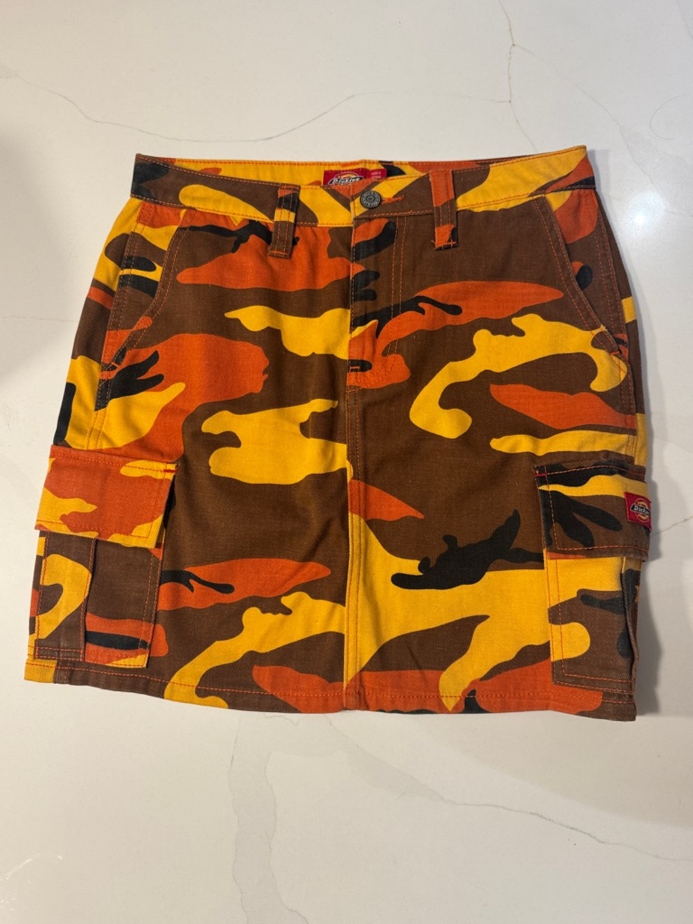 Dickies Women’s Yellow Orange Brown Camo Cargo Skirt